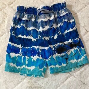 Boys Shark Swim Trunks Size 6/7 Blue Ocean Board Shorts Kids Swimwear